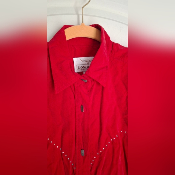 Longhorn by nivel western wear usa vintage red beaded top blouse shirt small - Picture 6 of 16